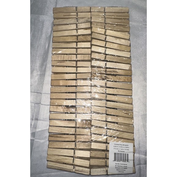 Home Genie Wooden Clothes Pins Birch Wood 50 Pack 2.83 Inch Rust Resistant - Picture 3 of 6